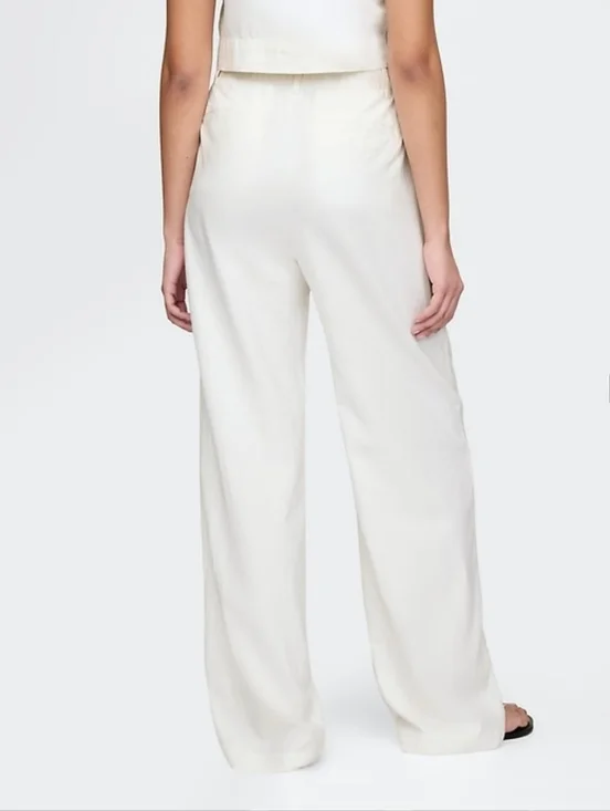 Gap 365 High Rise Linen-Blend Trousers New Off White 6P - Picture 4 of 7